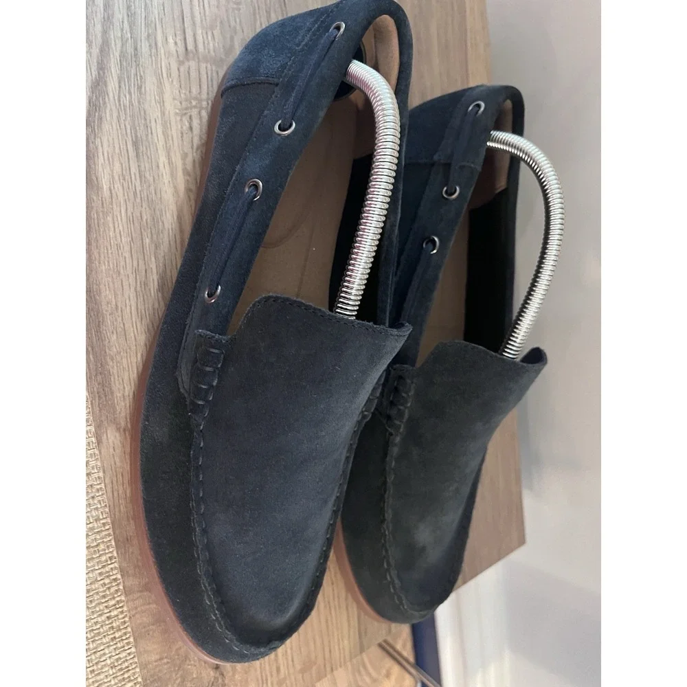Clark's Navy Blue Suede Loafers Morven Sun Mens Size 10 Boat Shoes Oxford M1